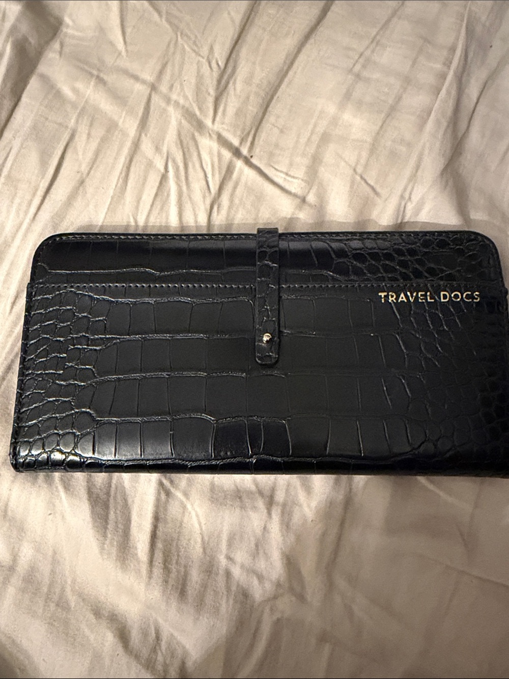 Love & Lore embossed black travel document holder/passport wallet